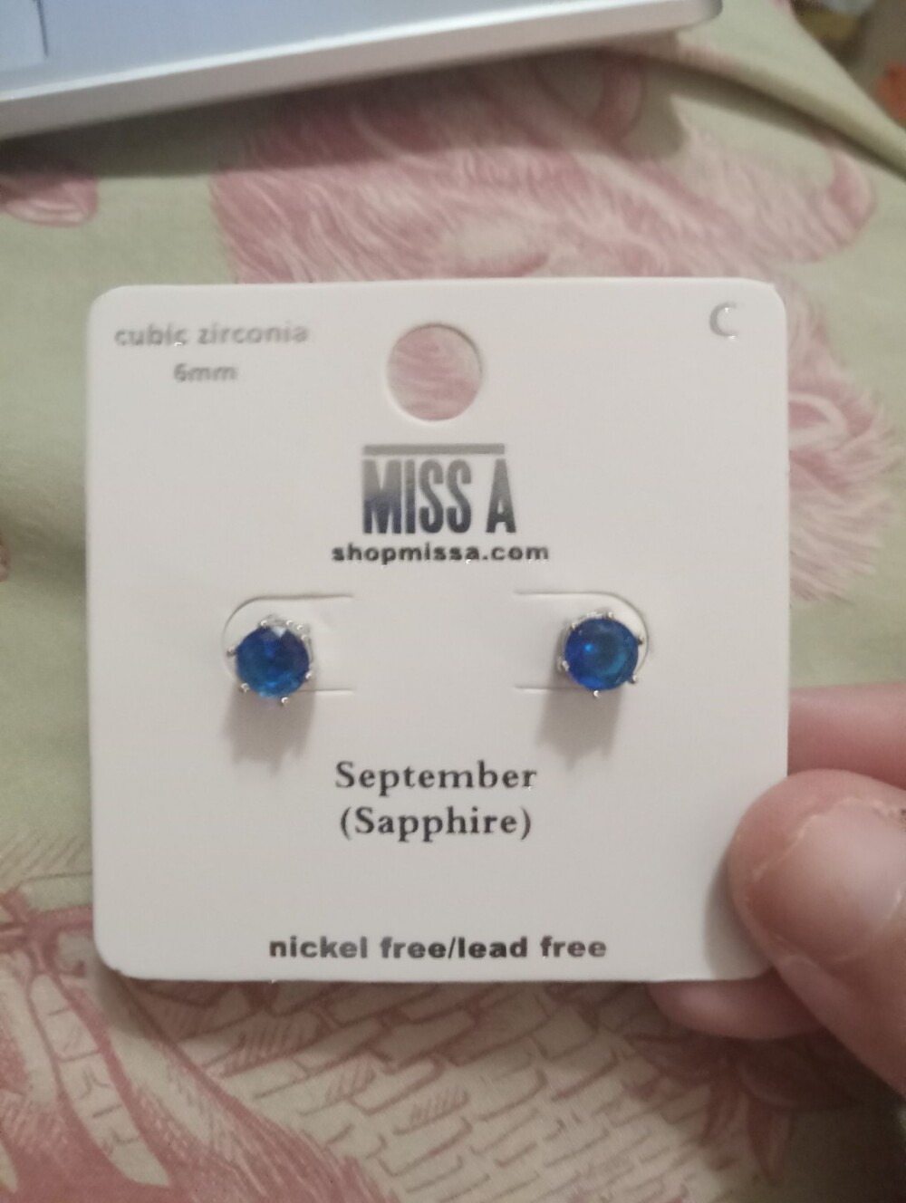 NWOT Women's Cubic Zirconia September Birthstone Sapphire Stud Earrings